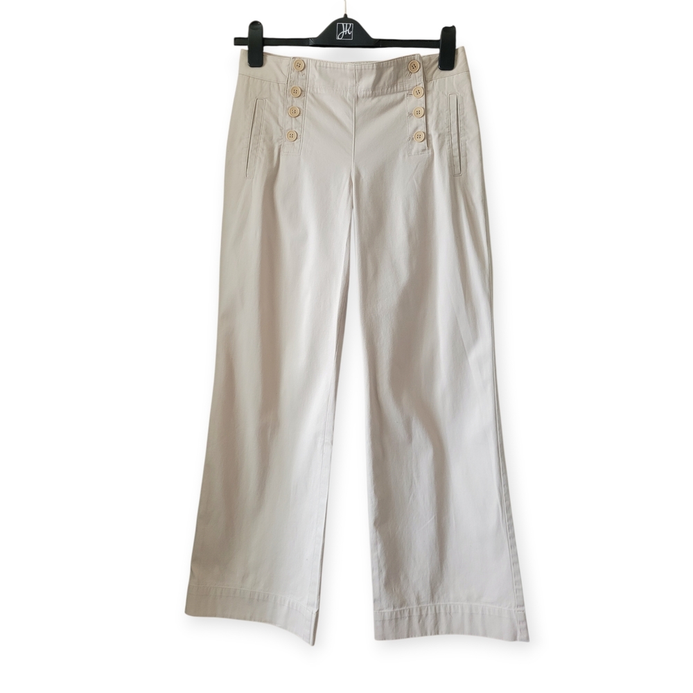 Talbots Wide-Leg Sailor Pants Beige Size 4P Nautical Neutral